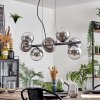 Koyoto Hanglamp, Kogellampje, Hanglamp Chroom, Duidelijk, Rookkleurig, 8-lichts