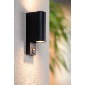 Lucide IR Wandlamp voor buiten Zwart, 2-lichts, Bewegingsmelder