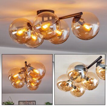 Gastor Plafondlamp, Kogellampje Amber, 5-lichts