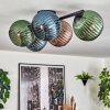 Koyoto Plafondlamp, Kogellampje Blauw, Groen, Koperkleurig, 5-lichts