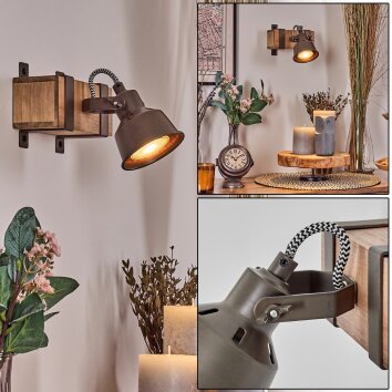 Pehefito Wandlamp, Muurspot Grijs, Natuurlijke kleuren, 1-licht