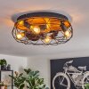 Tourais Plafondlamp, Plafondventilator met verlichting LED houtlook, Zwart, 4-lichts, Afstandsbediening