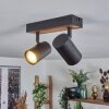 Gesteira Plafondlamp, Plafondspot houtlook, Zwart, 2-lichts