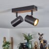 Gesteira Plafondlamp, Plafondspot houtlook, Zwart, 2-lichts