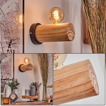 Argea Wandlamp, Muurspot Natuurlijke kleuren, Zwart, 1-licht