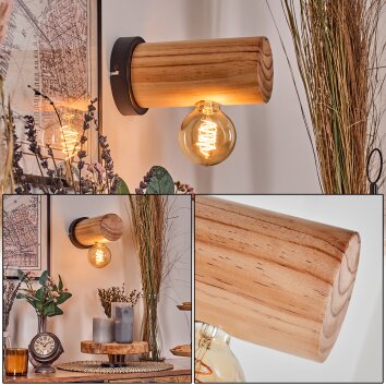 Argea Wandlamp, Muurspot Natuurlijke kleuren, Zwart, 1-licht