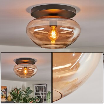 Mertola Plafondlamp, Kogellampje Amber, 1-licht