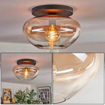 Mertola Plafondlamp, Kogellampje Amber, Duidelijk, 1-licht