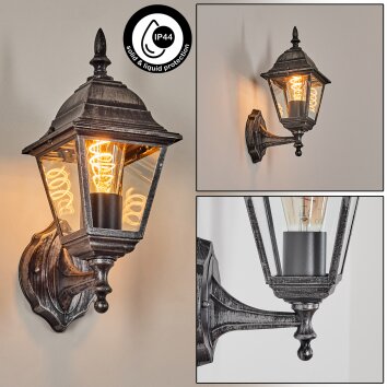 Naofe Wandlamp voor buiten, Wandlamp Zwart, Zilver, 1-licht