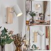 Gesteira Staande lamp Hout licht, Nikkel mat, 2-lichts