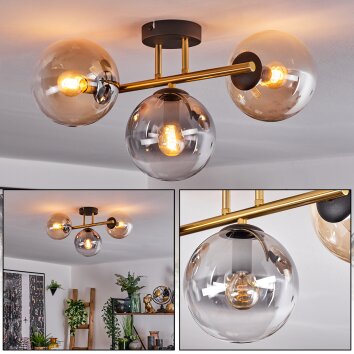 Gastor Plafondlamp, Kogellampje 42 cm Goud, Zwart, 3-lichts