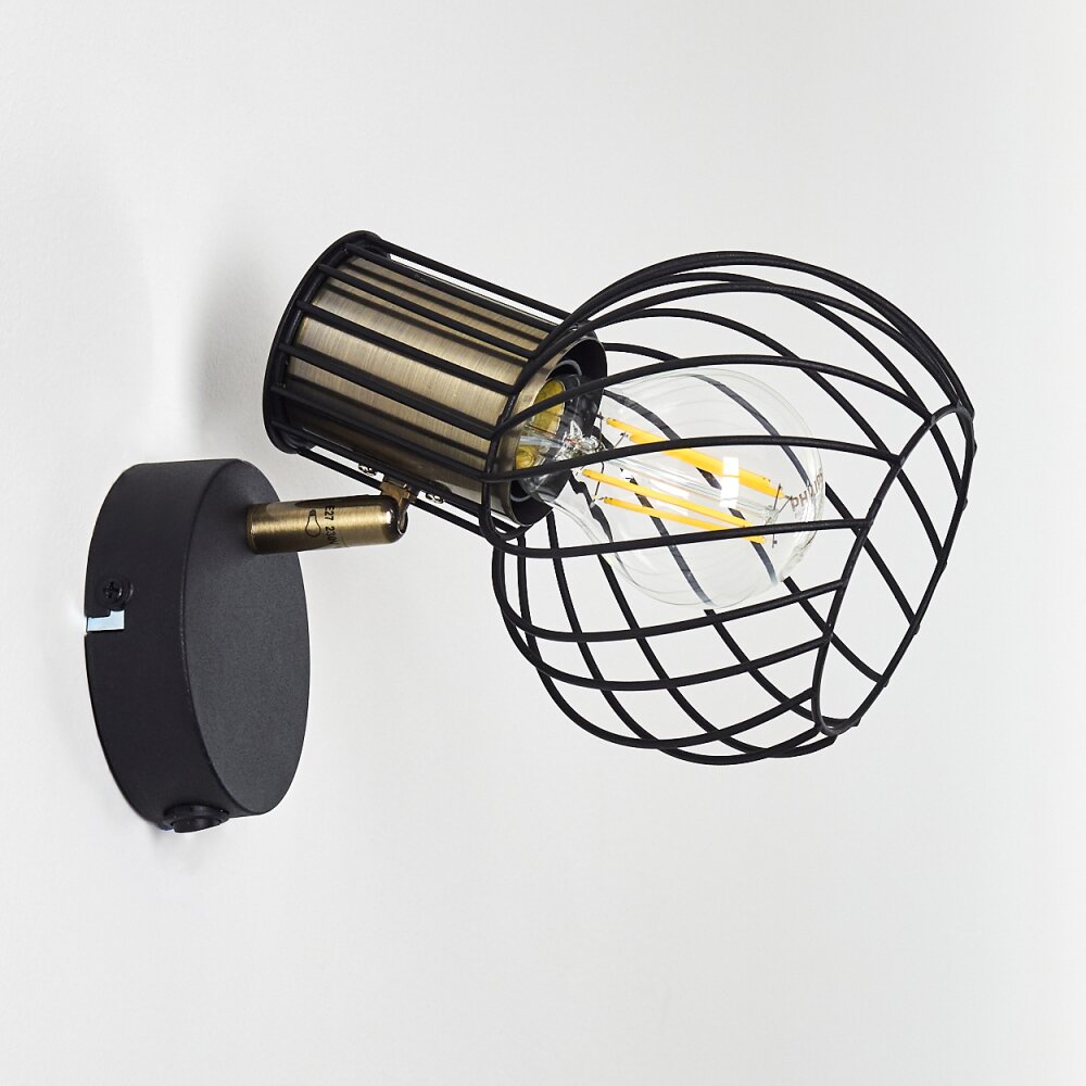 Bacau Muurlamp Zwart-Goud, 1-licht