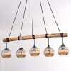 Ripoll Hanglamp, Kogellampje, Hanglamp Natuurlijke kleuren, Zwart, 5-lichts