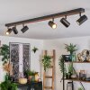 Gesteira Plafondlamp, Plafondspot Hout donker, Zwart, 6-lichts