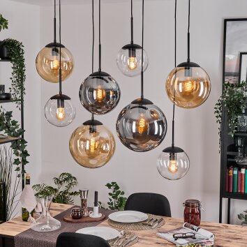 Gastor Hanglamp, Kogellampje, Hanglamp Amber, Duidelijk, Rookkleurig, 8-lichts