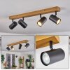 Gesteira Plafondlamp, Plafondspot houtlook, Zwart, 4-lichts