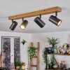 Gesteira Plafondlamp, Plafondspot houtlook, Zwart, 4-lichts