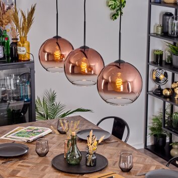 Koyoto Hanglamp, Kogellampje, Hanglamp Zwart, 3-lichts