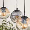 Ripoll Hanglamp, Kogellampje, Hanglamp Natuurlijke kleuren, Zwart, 3-lichts