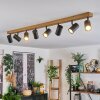 Gesteira Plafondlamp, Plafondspot houtlook, Zwart, 8-lichts