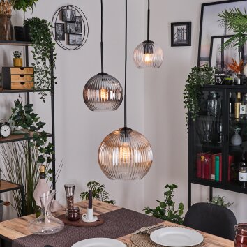 Koyoto Hanglamp, Kogellampje, Hanglamp Zwart, 3-lichts