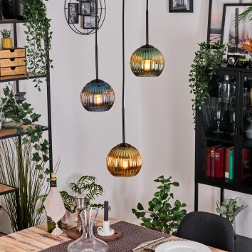 Koyoto Hanglamp, Kogellampje, Hanglamp, Cluster hanglamp Zwart, 3-lichts