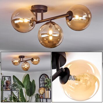 Chehalis Plafondlamp, Kogellampje Amber, 3-lichts