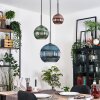 Koyoto Hanglamp, Kogellampje, Hanglamp 30 cm Blauw, Groen, Koperkleurig, 3-lichts