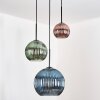 Koyoto Hanglamp, Kogellampje, Hanglamp 30 cm Blauw, Groen, Koperkleurig, 3-lichts