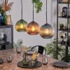 Koyoto Hanglamp, Kogellampje, Hanglamp Blauw, Groen, Koperkleurig, 3-lichts