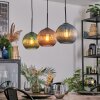 Koyoto Hanglamp, Kogellampje, Hanglamp Blauw, Groen, Koperkleurig, 3-lichts