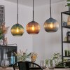 Koyoto Hanglamp, Kogellampje, Hanglamp Blauw, Groen, Koperkleurig, 3-lichts