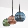 Koyoto Hanglamp, Kogellampje, Hanglamp Blauw, Groen, Koperkleurig, 3-lichts