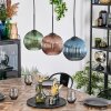 Koyoto Hanglamp, Kogellampje, Hanglamp Blauw, Groen, Koperkleurig, 3-lichts