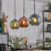 Ripoll Hanglamp, Kogellampje, Hanglamp Blauw, Groen, Koperkleurig, 3-lichts