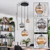 Ripoll Hanglamp, Kogellampje, Hanglamp, Cluster hanglamp Amber, Chroom, Rookkleurig, 3-lichts