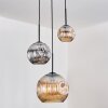 Ripoll Hanglamp, Kogellampje, Hanglamp, Cluster hanglamp Amber, Chroom, Rookkleurig, 3-lichts