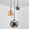 Ripoll Hanglamp, Kogellampje, Hanglamp, Cluster hanglamp Amber, Rookkleurig, 3-lichts