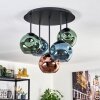 Ripoll Plafondlamp, Kogellampje Blauw, Groen, Koperkleurig, 5-lichts