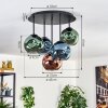 Ripoll Plafondlamp, Kogellampje Blauw, Groen, Koperkleurig, 5-lichts