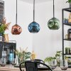 Ripoll Hanglamp, Kogellampje, Hanglamp Blauw, Groen, Koperkleurig, 3-lichts