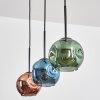 Ripoll Hanglamp, Kogellampje, Hanglamp Blauw, Groen, Koperkleurig, 3-lichts