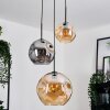 Ripoll Hanglamp, Kogellampje, Cluster hanglamp Amber, Rookkleurig, 3-lichts