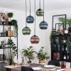 Koyoto Hanglamp, Kogellampje, Cluster hanglamp 45 cm Blauw, Groen, Koperkleurig, 5-lichts