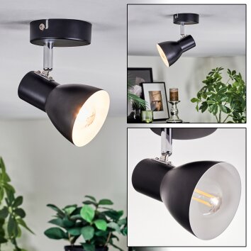 Farel Plafondlamp, Plafondspot Chroom, Zwart, 1-licht