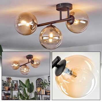 Chehalis Plafondlamp, Kogellampje Amber, Duidelijk, 3-lichts