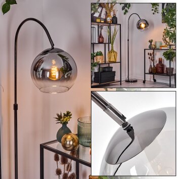 Koyoto Staande lamp Chroom, Zwart, 1-licht