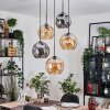 Ripoll Hanglamp, Kogellampje, Cluster hanglamp Amber, Rookkleurig, 5-lichts