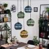 Koyoto Hanglamp, Kogellampje, Cluster hanglamp Blauw, Goud, Groen, 5-lichts