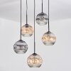 Ripoll Hanglamp, Kogellampje, Cluster hanglamp Amber, Duidelijk, Rookkleurig, 5-lichts